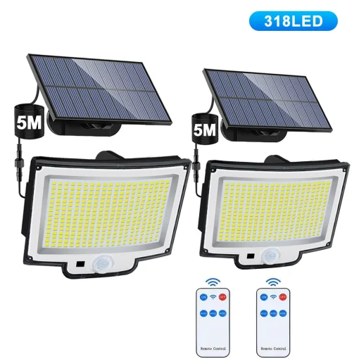 Lámpara solar 318LED exterior con sensor