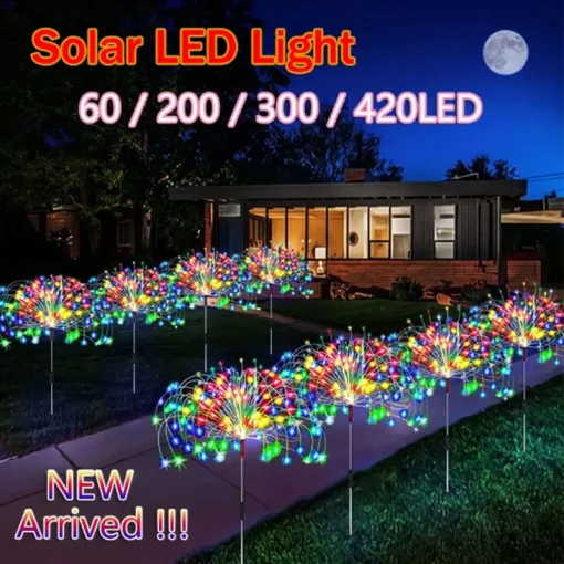 Lámpara solar LED de fuegos artificiales 420LED súper brillante