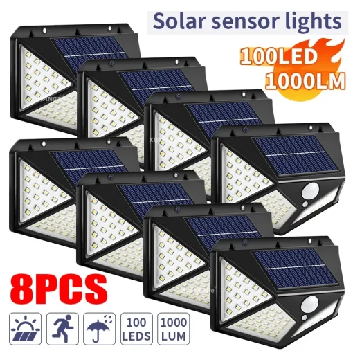 Lámpara solar LED multifunción 1-8PCs con sensor de movimiento