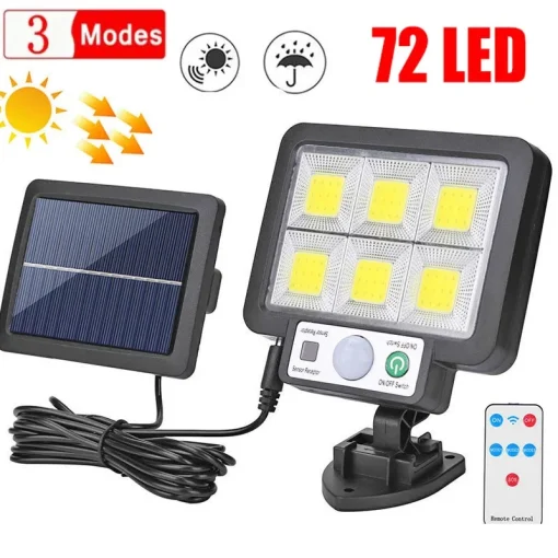 Lámpara solar de pared 3 modos 72 LED