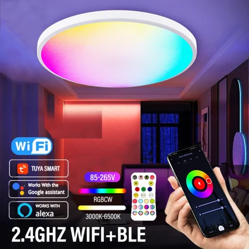 Lámpara techo LED redonda WiFi inteligente