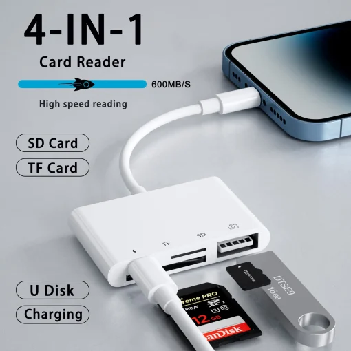 Lector de tarjetas USB 4 en 1 SDTF para iPhone