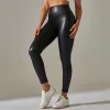 Leggings de cuero PU para mujer, moda nueva, grandes