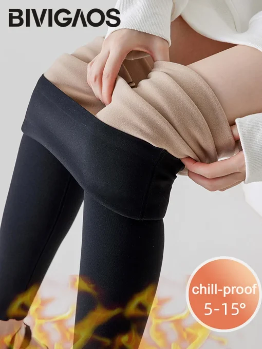 Leggings de felpa cálida de invierno para mujer BIVIGAOS