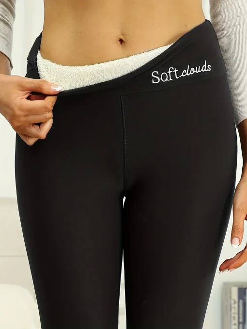 Leggins térmicos de felpa invernales para mujer