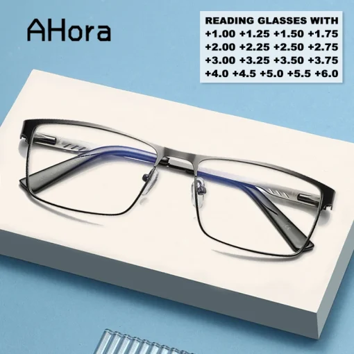 Lentes de lectura grandes de metal cuadradas