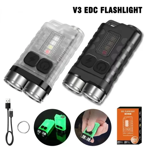 Linterna LED EDC V3 compacta con luz UV