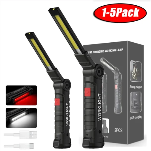 Linterna Portátil Plegable con LED COB, USB