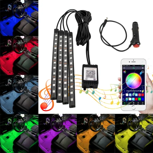 Luces LED de ambiente para interior de coche Neon 48 72