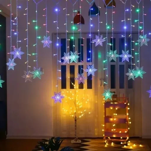 Luces de Cadena de Hadas, Copo de Nieve Navideño LED