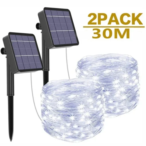 Luces exteriores de guirnalda de hadas solares 7m12m22m32m