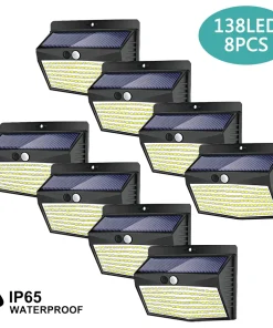 Luces solares exteriores de pared inalámbricas de 138 LED