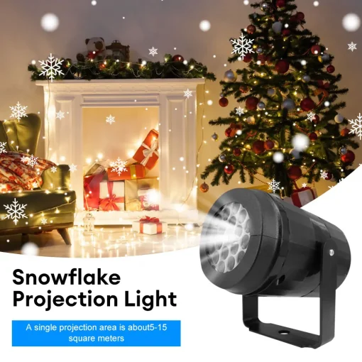 Luz LED USB proyector de copo de nieve blanca dinámica