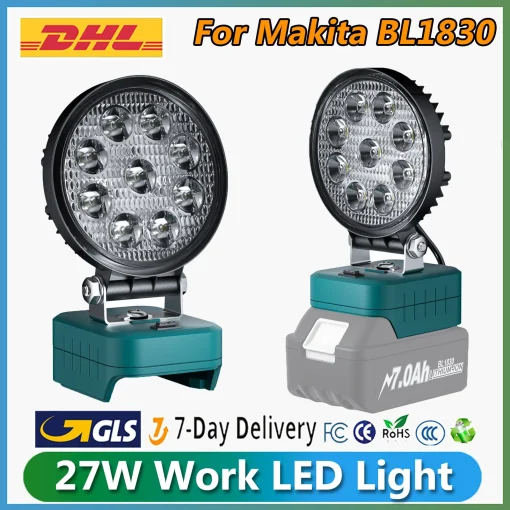 Luz LED de 27 W para batería Makita BL1830 de 18 V