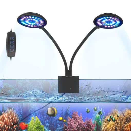 Luz LED para acuario, espectro completo, apto para acuarios de 7,87in-23,62in Luz para agua dulce, modos y colores múltiples