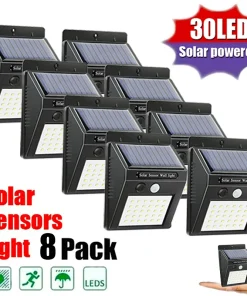 Luz Solar 30 LED PIR Sensor Pared Exterior