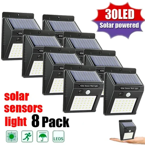 Luz Solar 30 LED PIR Sensor Pared Exterior