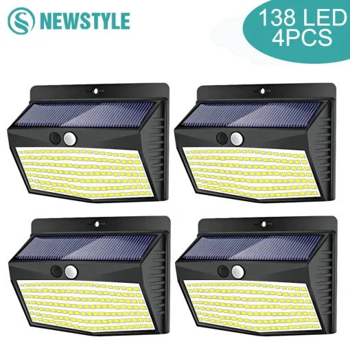 Luz Solar Exterior 138 LED 4 Piezas