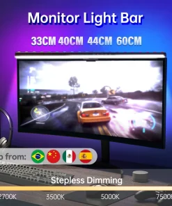 Luz de lectura LED de escritorio con atenuación continua para monitor de 60 cm