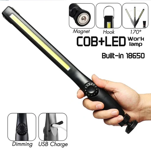 Luz de trabajo LED COB recargable por USB