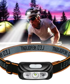 Luz frontal USB potente recargable con sensor para pesca y camping