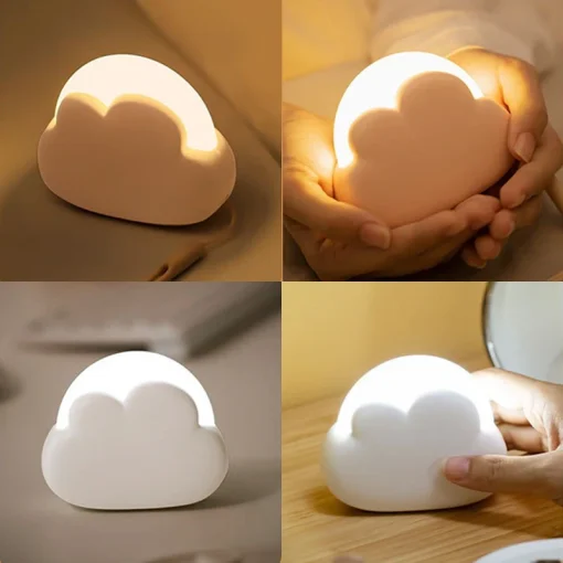 Luz nocturna LED USB inalámbrica con forma de nube, adorable