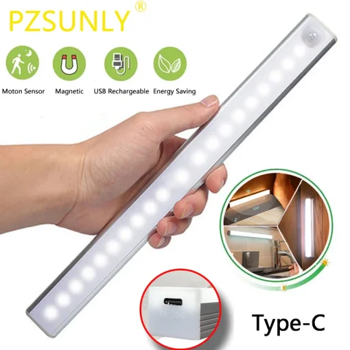 Luz nocturna con sensor de movimiento LED PZSUNLY USB tipo C