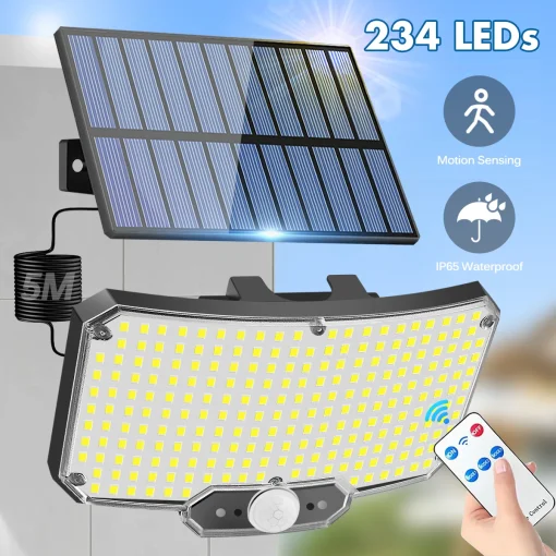 Luz solar ext. 234LED, 3 mod., sens. mov., IP65