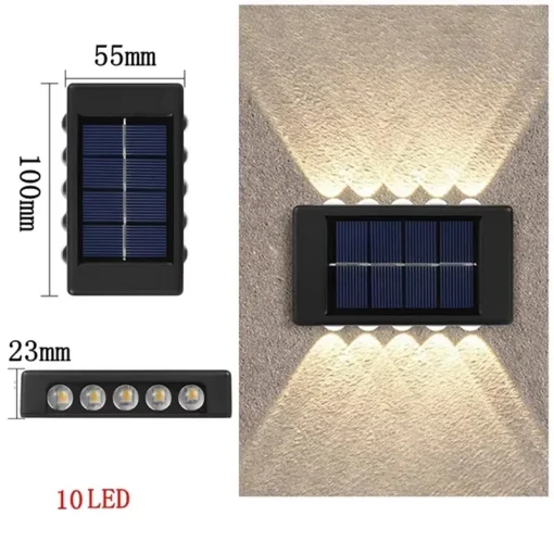 Luz solar para pared exterior de 12 LED