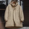 Maden Chaqueta clásica parka larga con capucha caqui