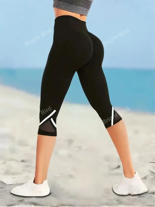 Mallas capri de yoga de talle alto para mujer