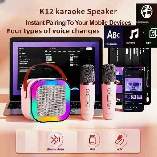 Máquina Karaoke Bluetooth K12 Portátil 5.3 PA