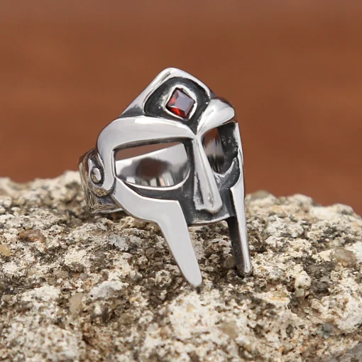 Mascarilla de moda Vintage MF DOOM con anillos rojos