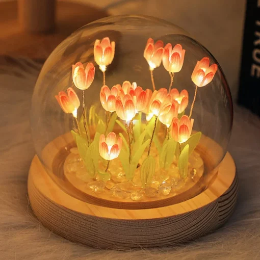 Mini luz de noche con forma de tulipán hecha a mano