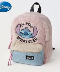 Mochila escolar infantil Stitch de felpa de Disney