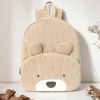 Mochila infantil de pana con dibujo de oso adorable bordado