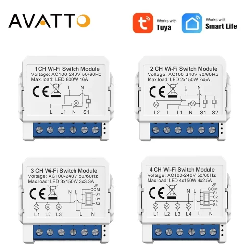 Módulo de interruptor inteligente Tuya AVATTO WiFi