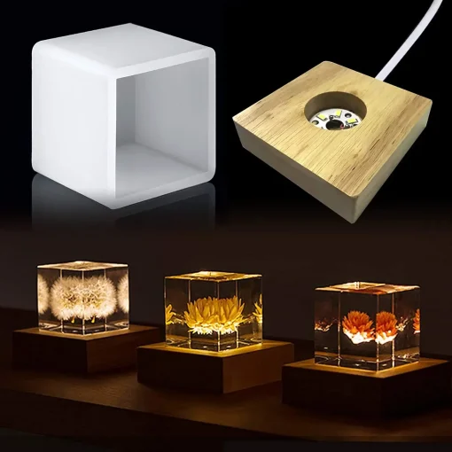 Molde de Resina Cuadrada con Luz, Moldes de Silicona con LED