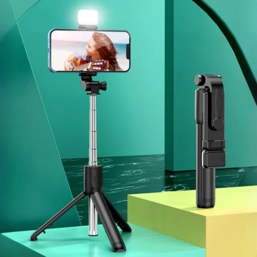 Monopod con control remoto y luz de relleno para iPhone, Samsung, Xiaomi y otros teléfonos