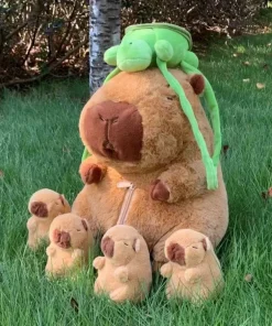 Muñeco de peluche carpincho, mamá con 4 bebés