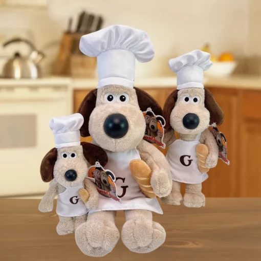 Muñecos de peluche Gromit y Wallace estilo Chef