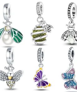 Novedad Amuletos de abeja bañada en plata 925 compatibles con pulseras Pandora originais