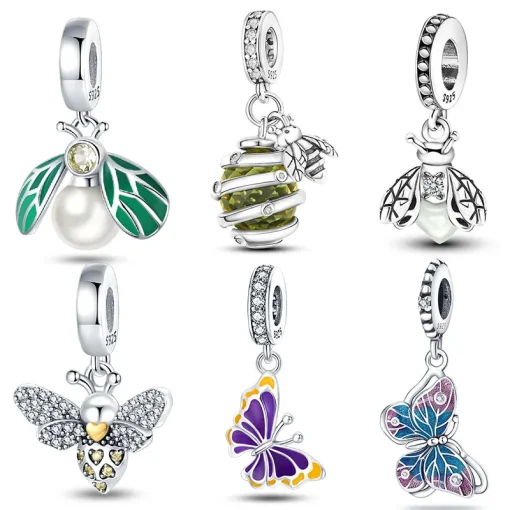 Novedad Amuletos de abeja bañada en plata 925 compatibles con pulseras Pandora originais