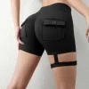 Nuevas mallas deportivas cortas de fitness con cintura alta y realce de glúteos sin costuras con bolsillo para mujer