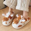 Nuevas pantuflas de peluche de vaca de dibujos animados de invierno para mujer