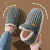 Nuevas pantuflas de piel para mujeres, hombres, invierno, moda, tobillo cálido, peluche, acogedoras, suelas suaves de algodón