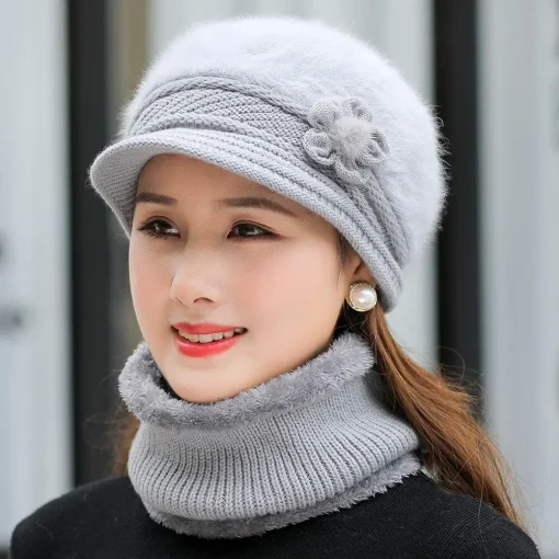 Nuevo Gorro Invierno Mujer Cuello Caliente Pompón