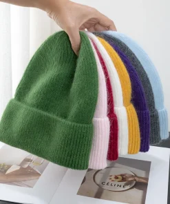 Nuevo gorro de invierno coreano de piel de conejo