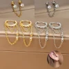 Nuevos Aretes largos con doble cadena y borlas para mujer