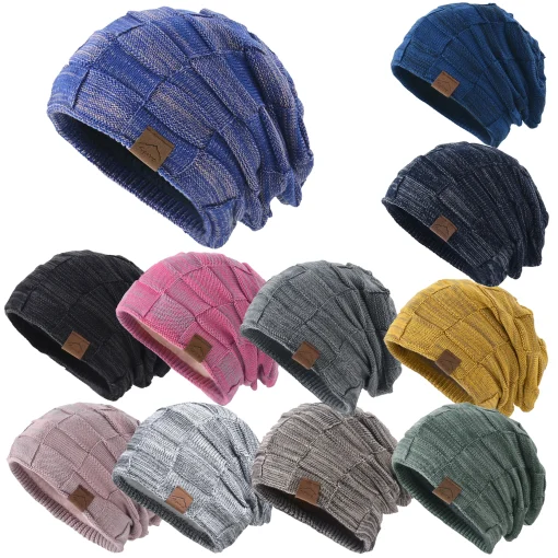 Otoño e invierno gorro de punto versátil multicolor con cálido